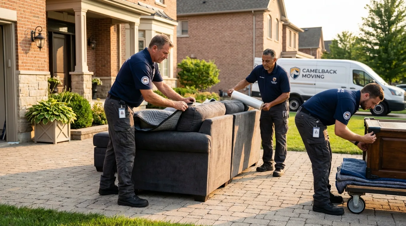 Large estate moving crew wrapping furniture in Center City, MN